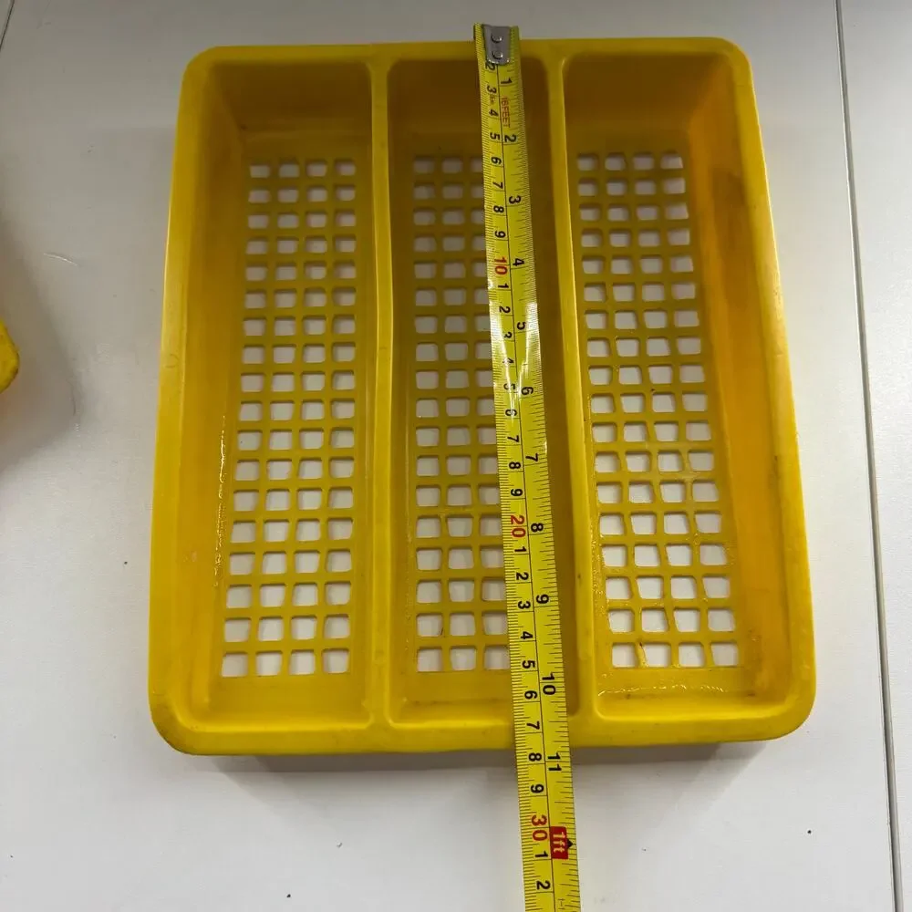 Vintage Deka Plastics No. 195 & 197 2 Piece Stacking Cutlery Utensil Tray Yellow